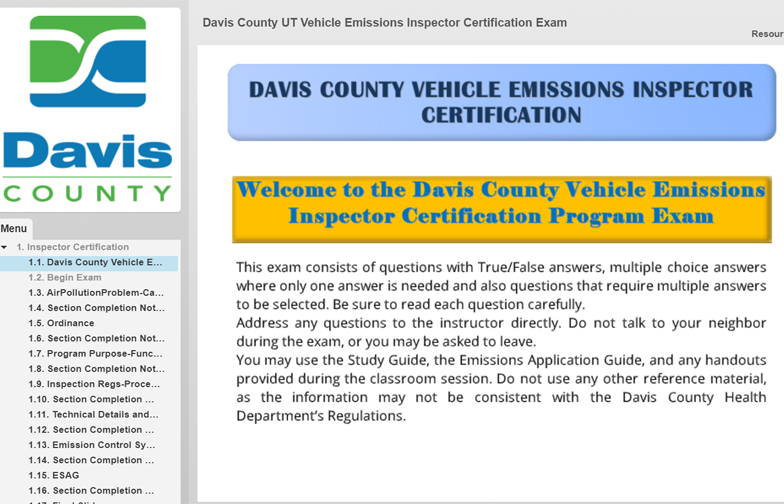  Davis County Inspector Certificate Pre-Exam/Exam